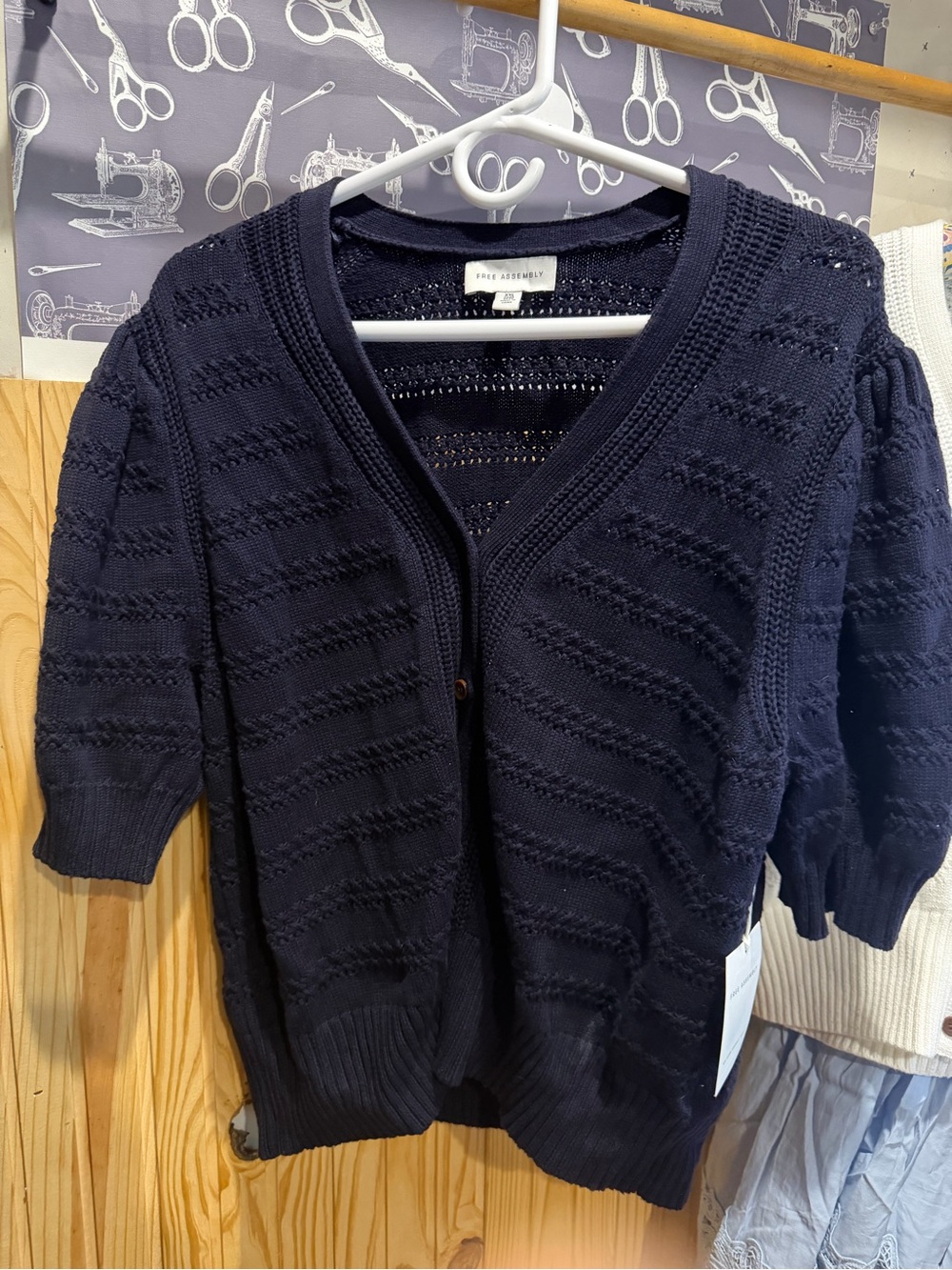 Sea Crew Navy Open-Knit V-Neck Sweater Cardigan